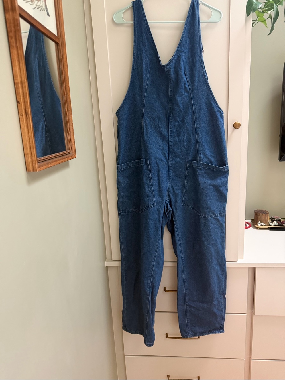 Denim Utility Overalls in Deep Blue